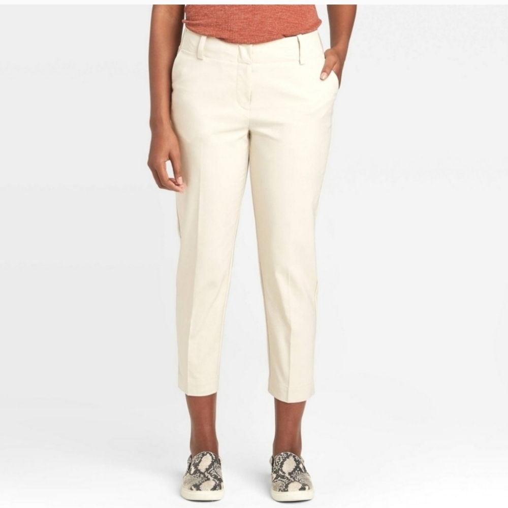 Prologue Womens High Rise Cropped Pants Size 8 Cream Beige Business Casual